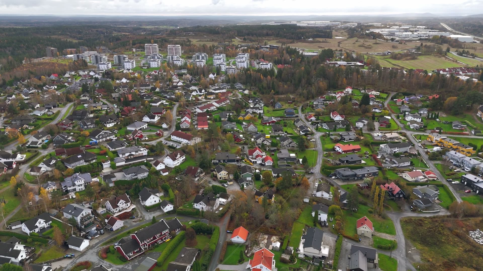 Residential suburb with modern apartment blocks, Sole skog, Norway