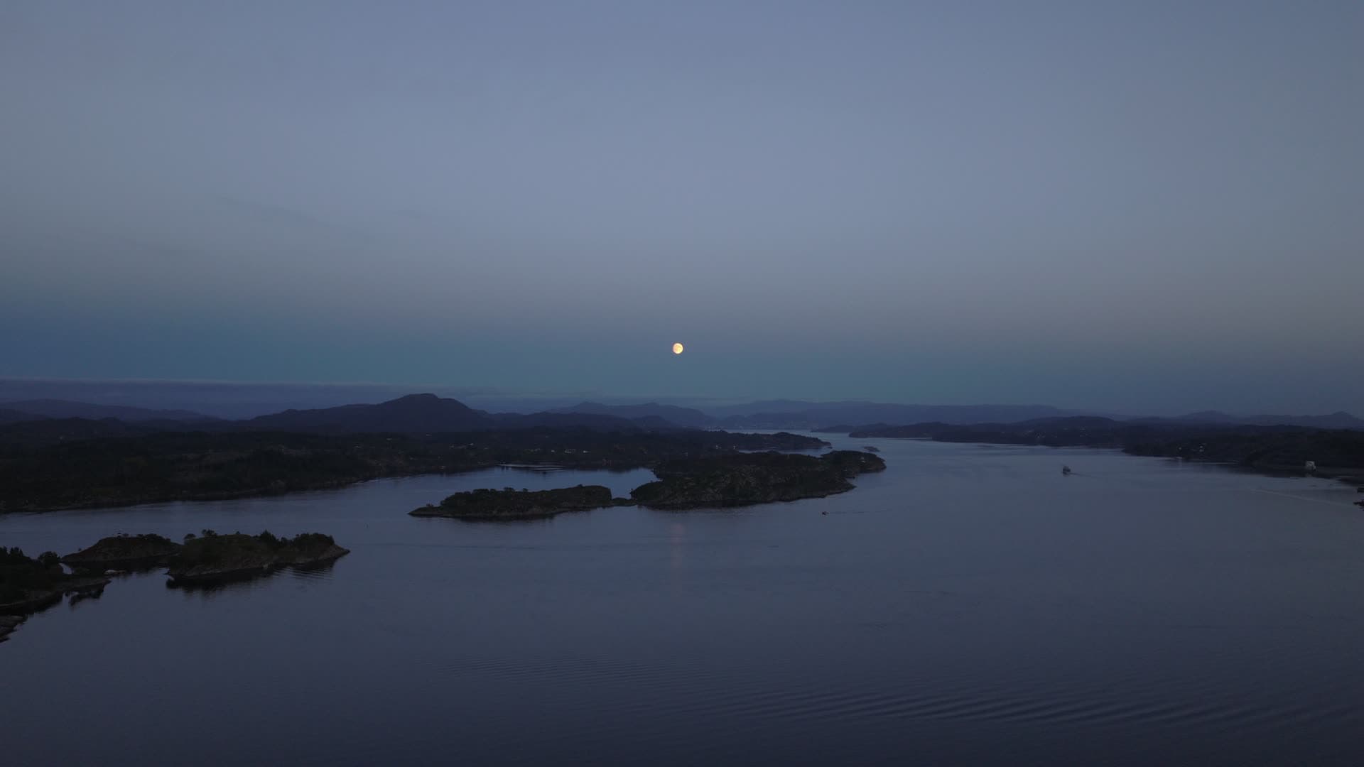 Full moon over lake and islands, Herdla