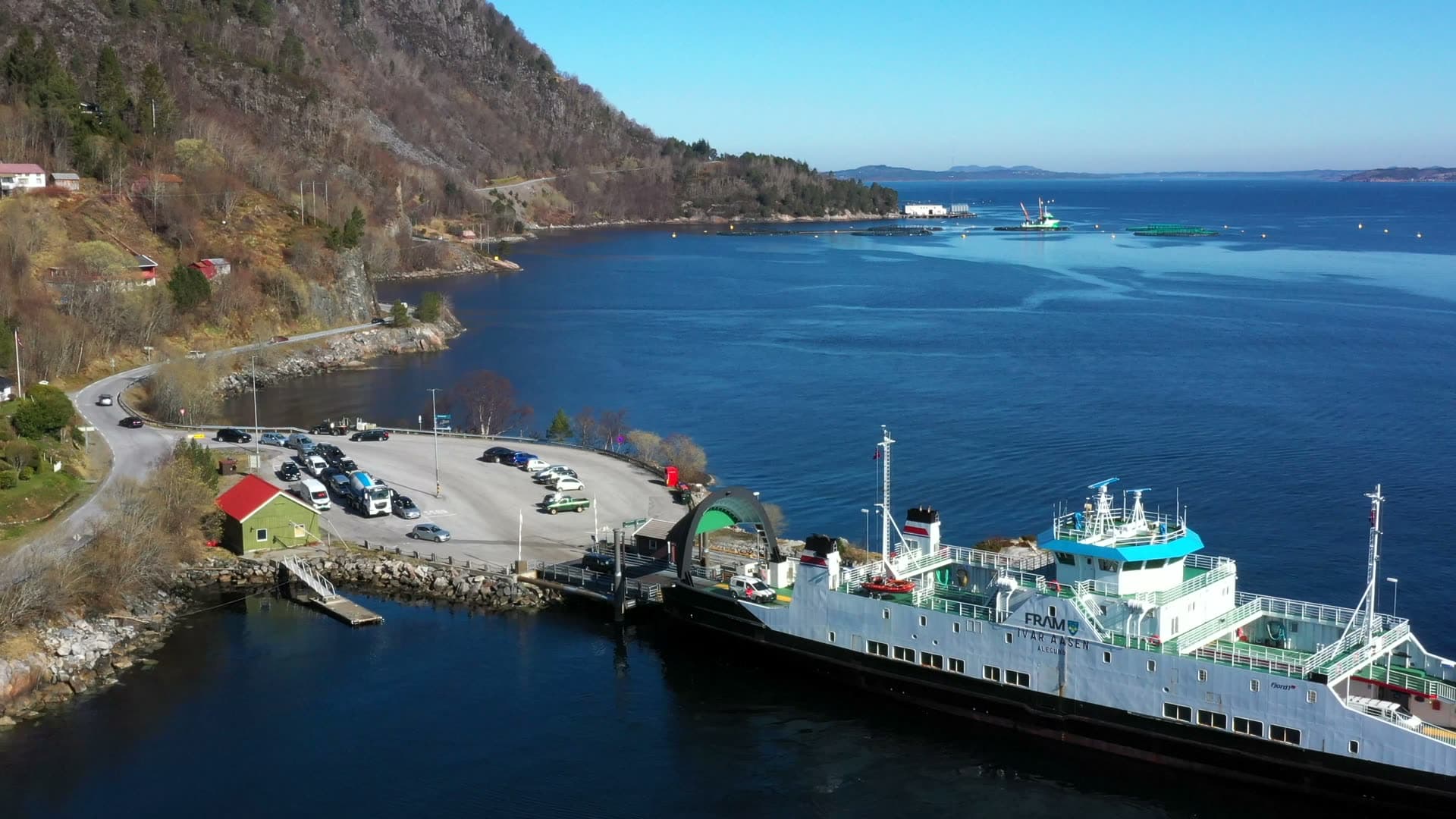 Car ferry loading vehicles at Solholmen on Otrøya