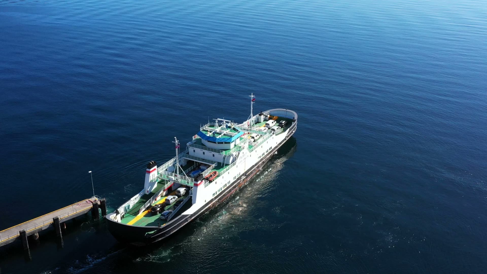 Car ferry pulling away from the quay at Solholmen
