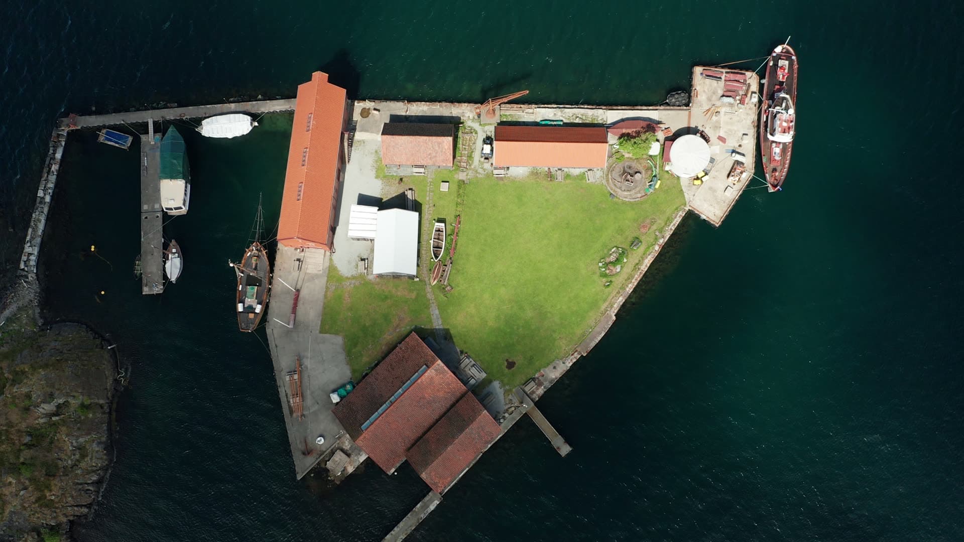 Coastal fishing village with harbor and boats, Stavanger