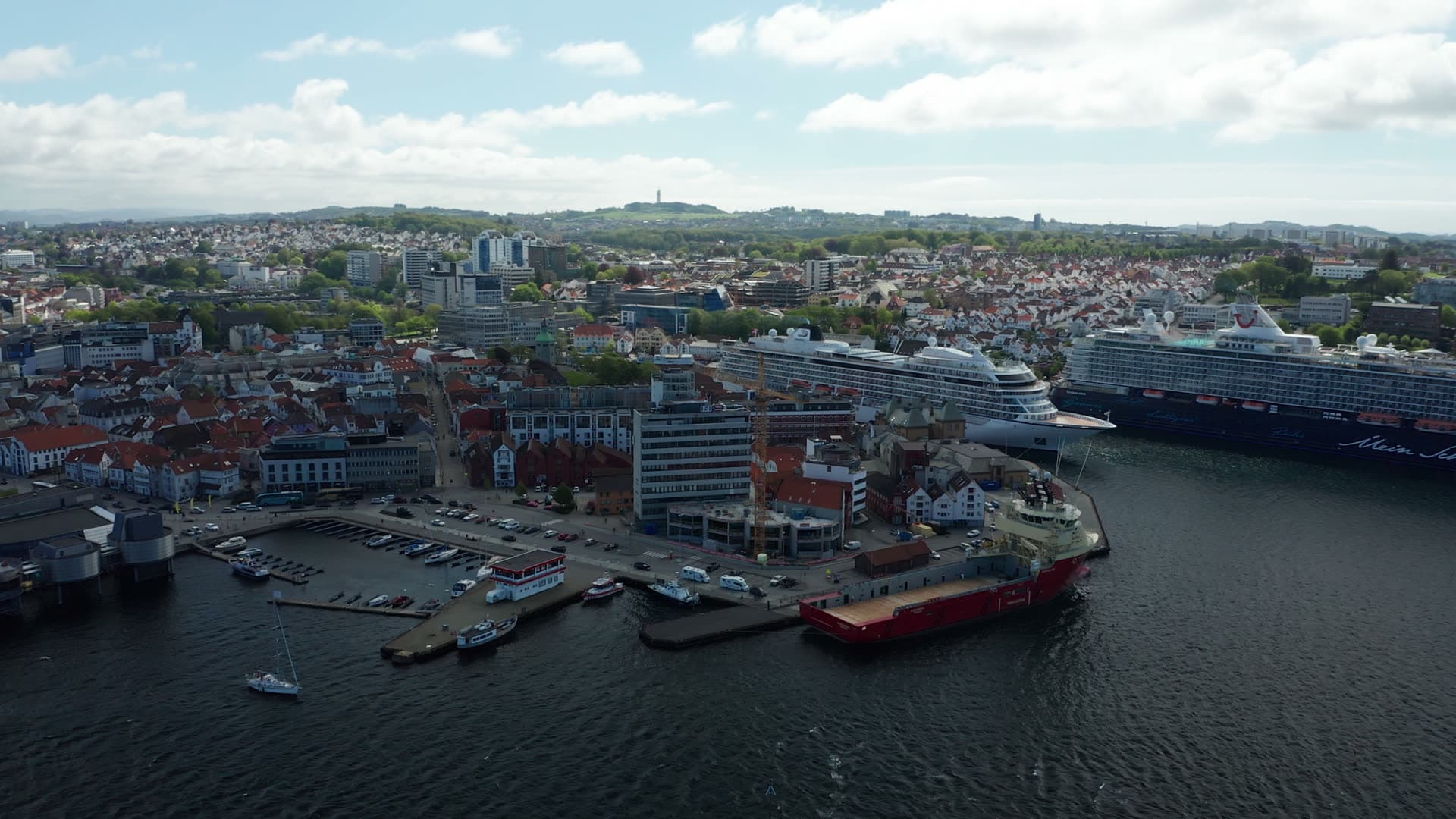 Cruise ship docked at harbor, Stavanger
