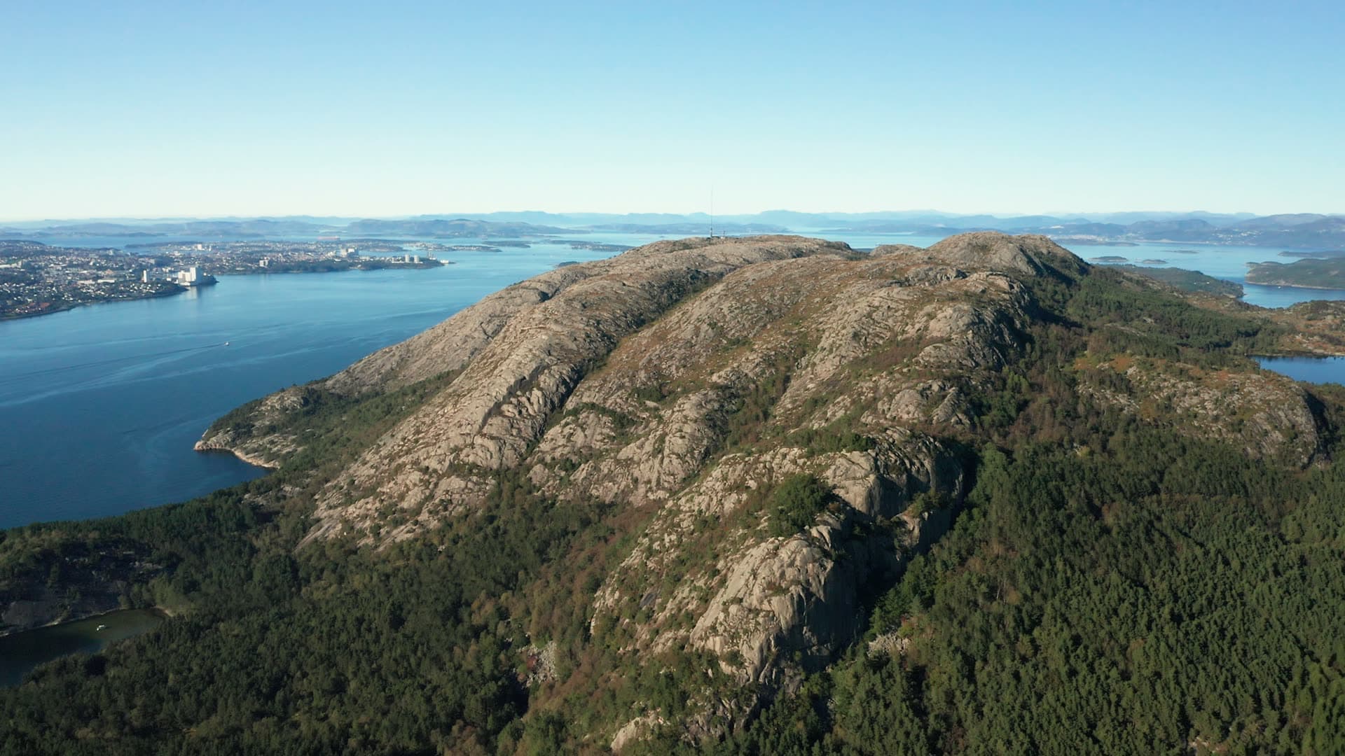 Rocky forested mountain ridge above fjord, Dalsnuten