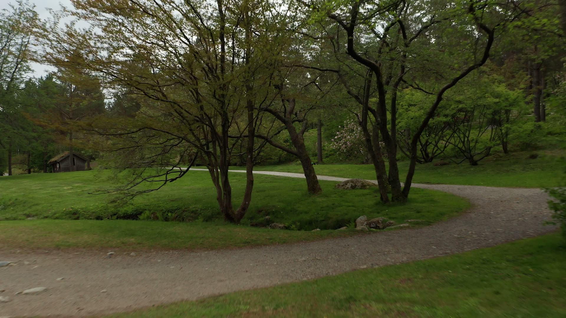 Park picnic area with tables and benches, Rogaland Arboret