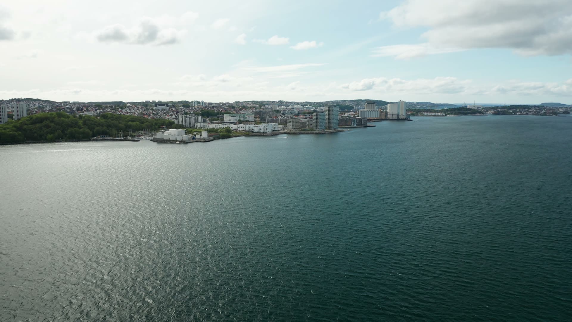 Waterfront town with bay and islands, Lervig