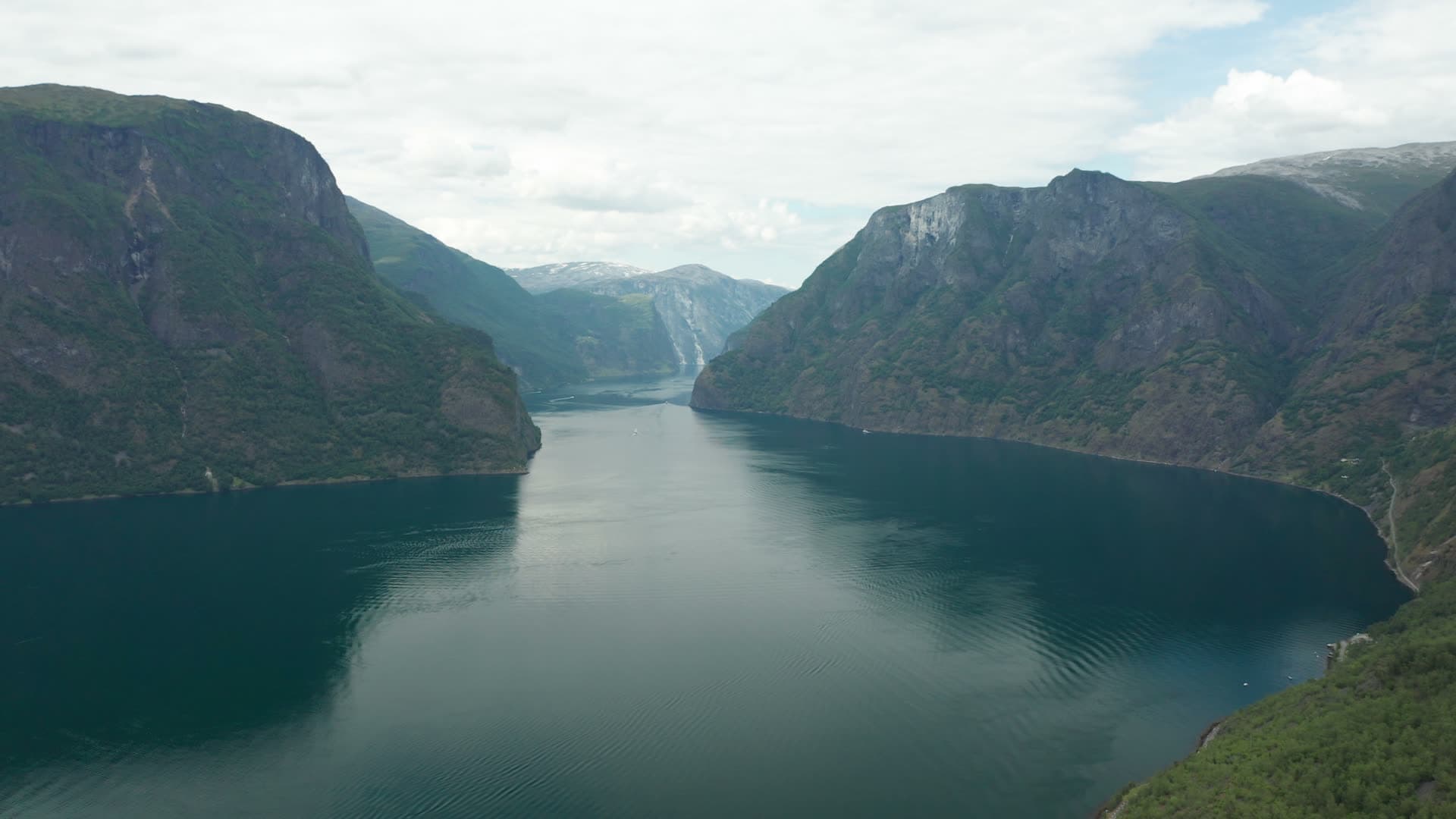 Deep fjord between steep granite cliffs, Flåm