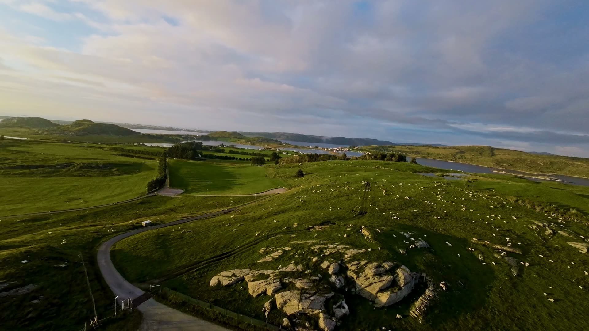 Moss-covered rocky hillside with coastal vista, Fjøløy Fortress