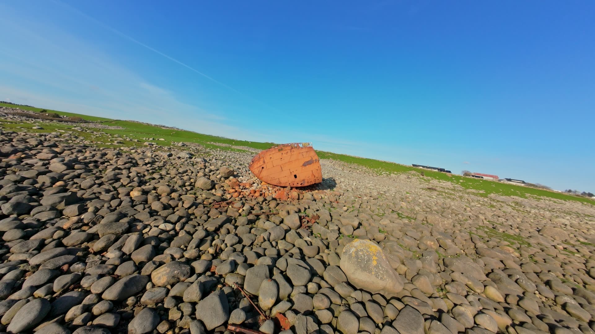Abandoned ship wreckage on rocky coast, Shipsvrack, Varhaug