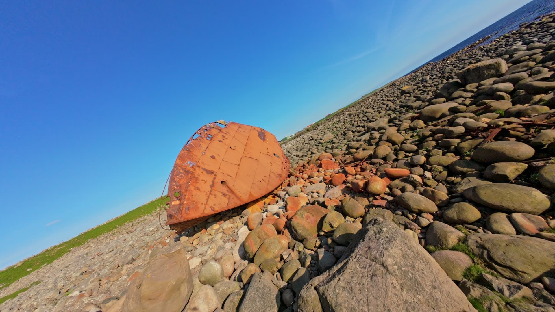 Abandoned shipwreck on rocky coast, Shipsvrack, Varhaug