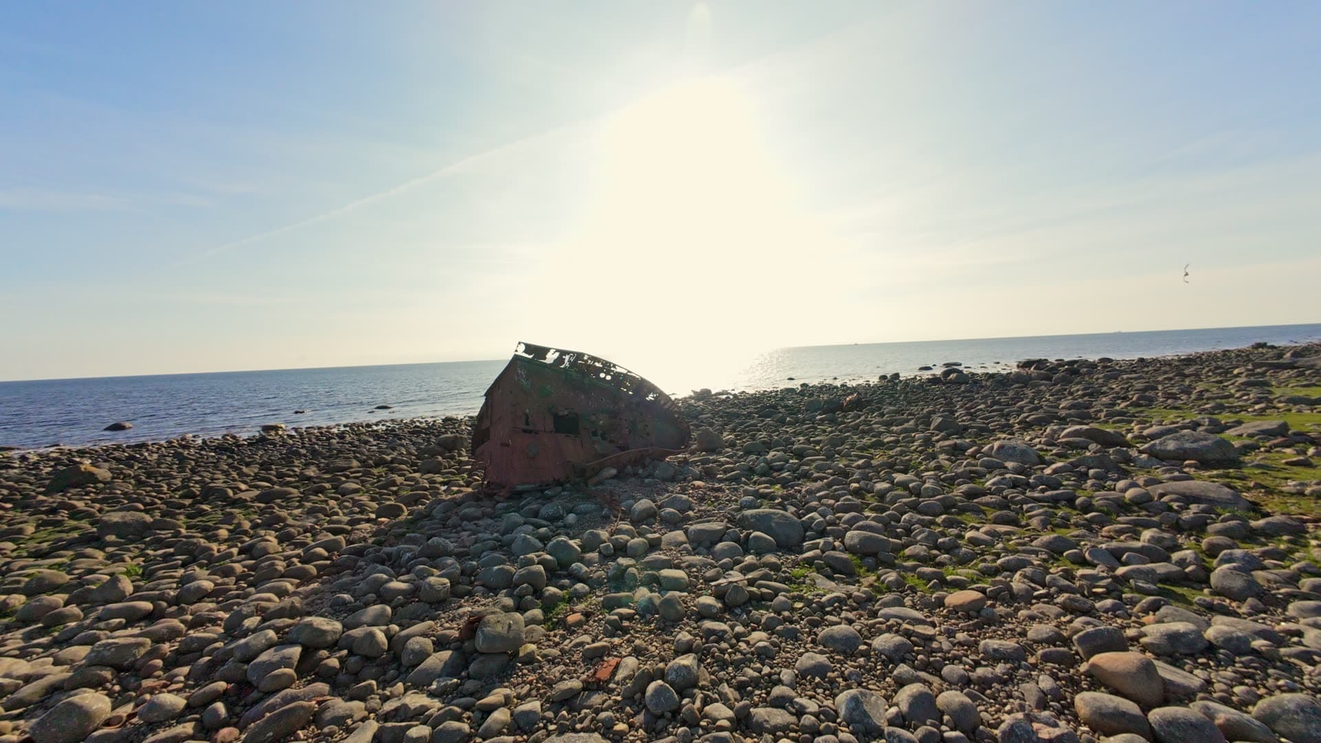Abandoned shipwreck on rocky coastline, Shipsvrack, Varhaug