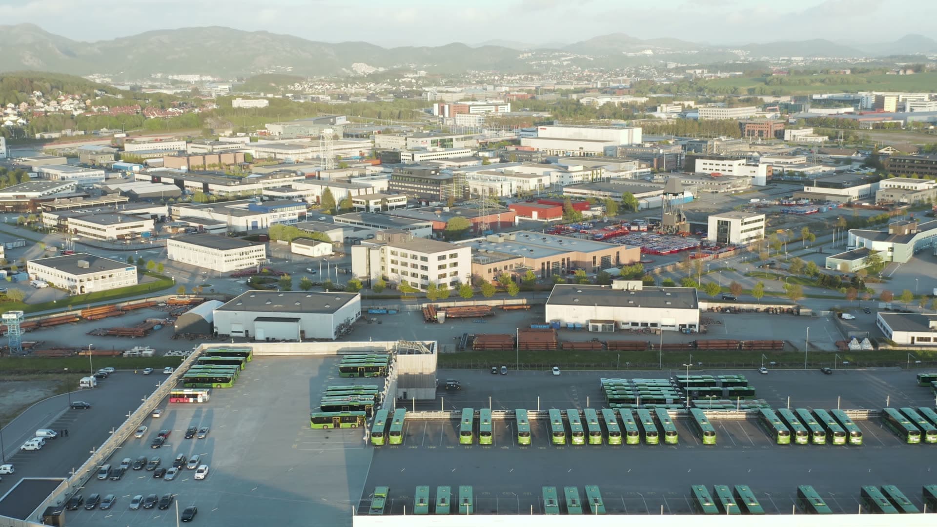 Kolumbus Bus depot and transport fleet parking, Moseid